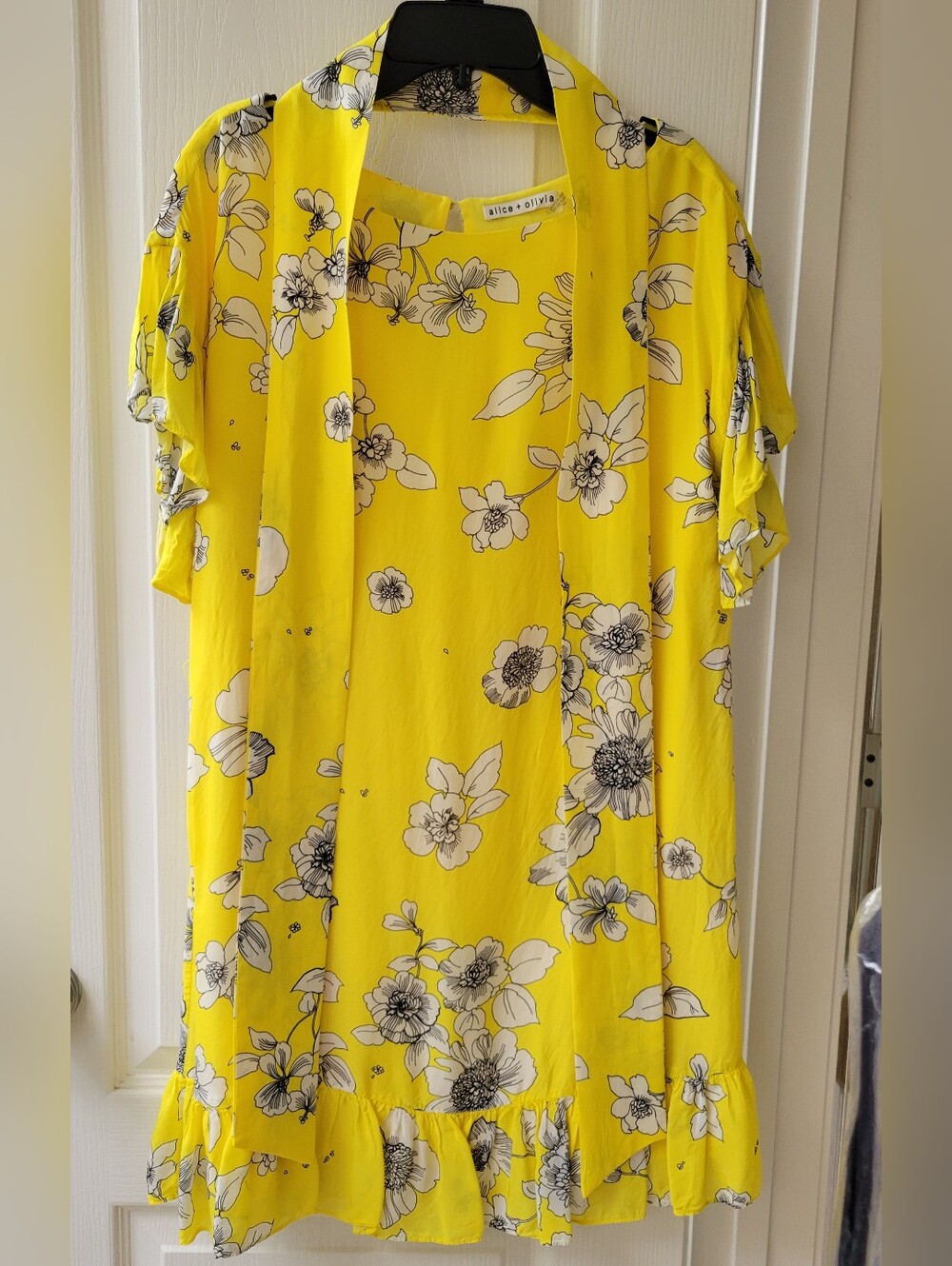 Alice + Olivia Bright Yellow Floral Print Dress